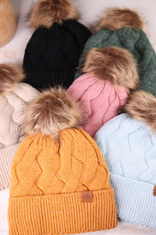 Colorful Knit Pom Pom Beanie (6 Colors)