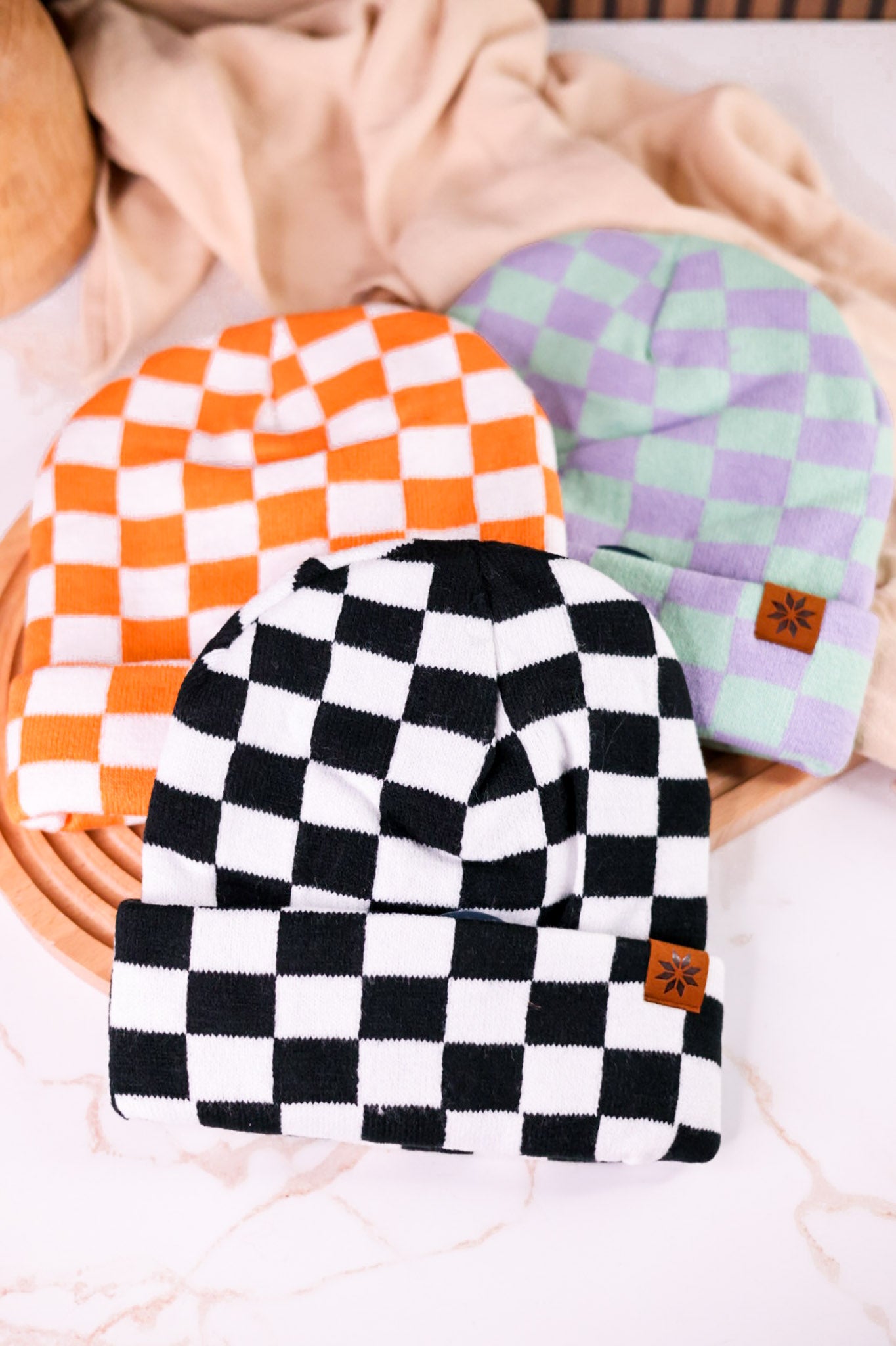 Checkered Knit Kid's Beanie (3 Colors)
