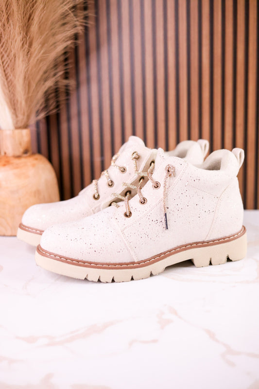 Shimmering Faux Suede Ankle Boots With Rhinestone Laces