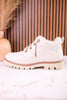 Shimmering Faux Suede Ankle Boots With Rhinestone Laces