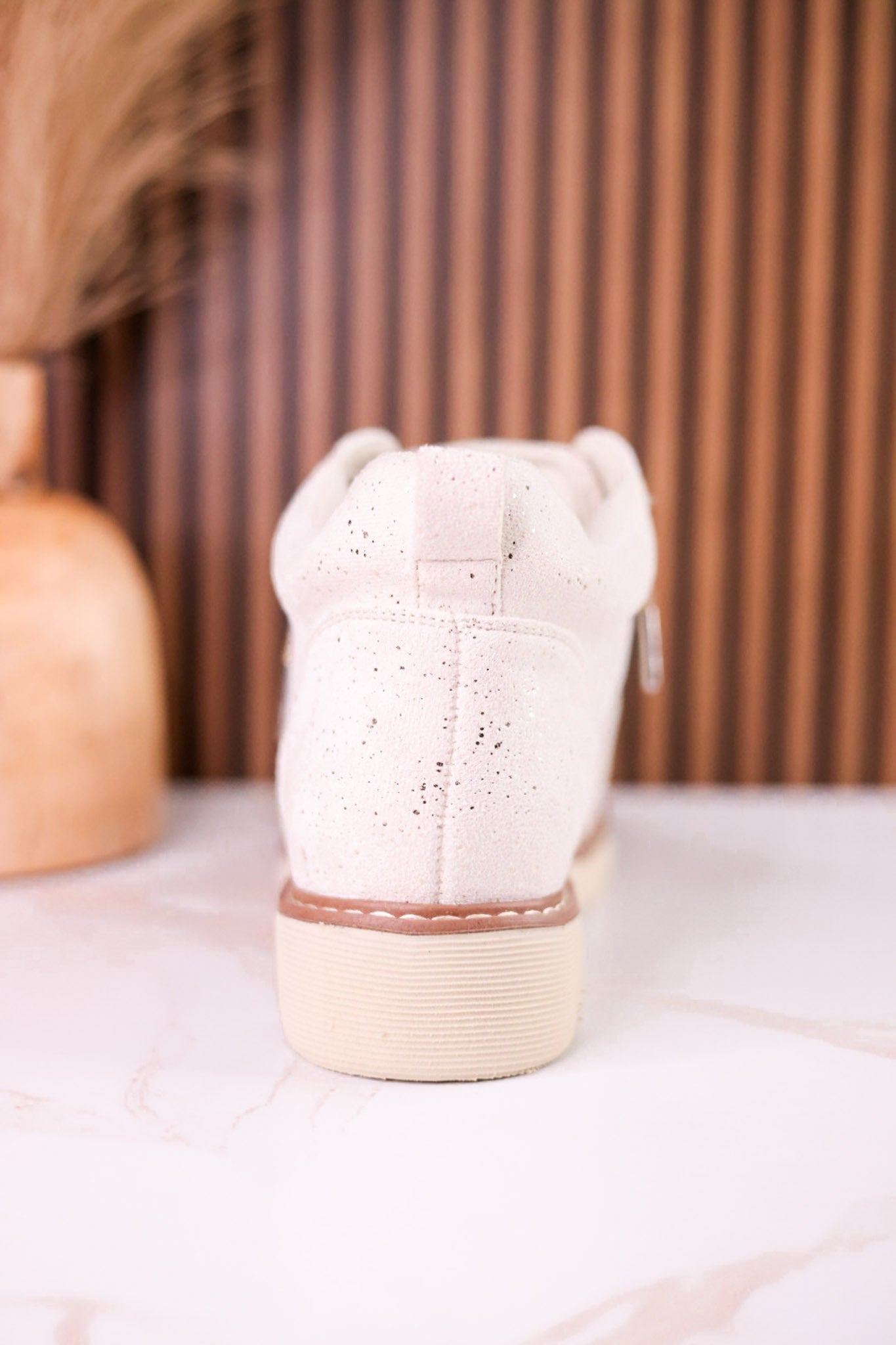 Shimmering Faux Suede Ankle Boots With Rhinestone Laces
