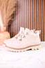 Floral Tooled Faux Leather Ankle Boots In Cream