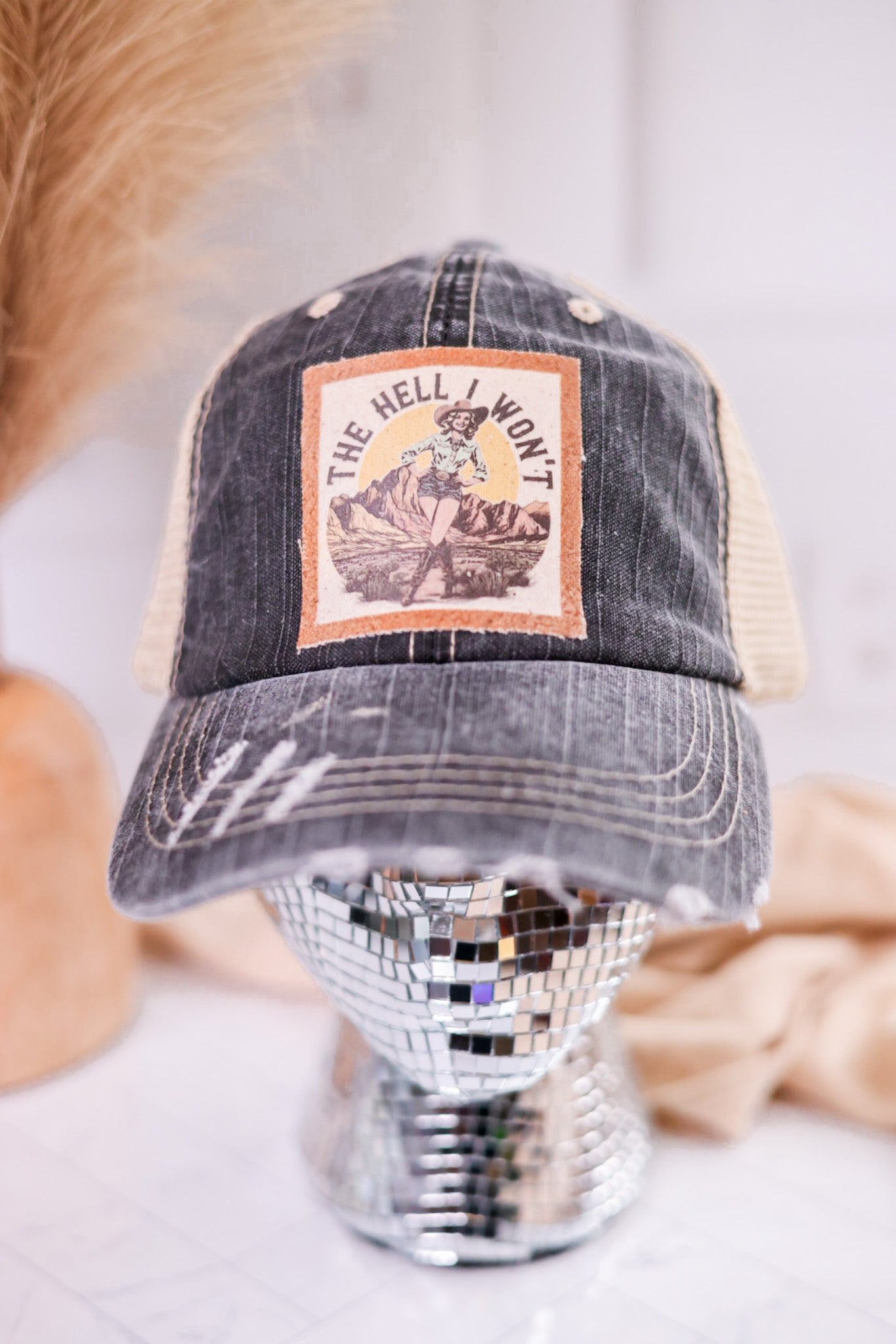 The Hell I Wont Handmade Patch Trucker Hat