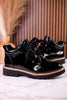 Black Crinkle Patent Leather Booties