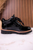 Black Crinkle Patent Leather Booties