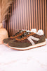 Olive & Brown Sneakers With Leopard Print & Glitter Accents