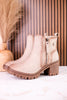 Beige Ankle Boots With Speckled Chunky Soles