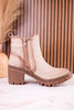 Beige Ankle Boots With Speckled Chunky Soles