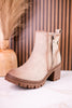 Beige Ankle Boots With Speckled Chunky Soles