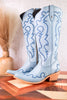 Missouri Pastel Azul Boot Stitch Wide Calf Leather Boots