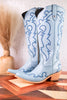 Missouri Pastel Azul Boot Stitch Wide Calf Leather Boots