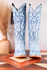 Missouri Pastel Azul Boot Stitch Wide Calf Leather Boots