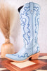 Missouri Pastel Azul Boot Stitch Wide Calf Leather Boots