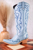 Missouri Pastel Azul Boot Stitch Wide Calf Leather Boots