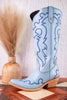 Missouri Pastel Azul Boot Stitch Wide Calf Leather Boots