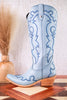 Missouri Pastel Azul Boot Stitch Wide Calf Leather Boots