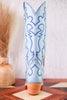 Missouri Pastel Azul Boot Stitch Wide Calf Leather Boots