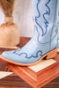 Missouri Pastel Azul Boot Stitch Wide Calf Leather Boots
