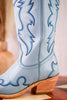 Missouri Pastel Azul Boot Stitch Wide Calf Leather Boots