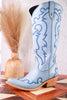 Missouri Pastel Azul Boot Stitch Wide Calf Leather Boots
