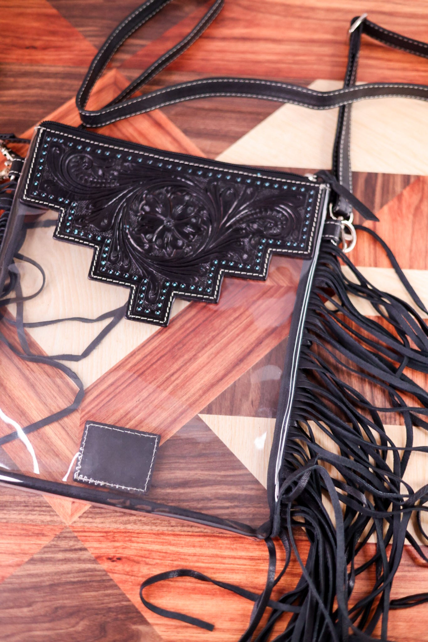 The Shayne Clear Crossbody Bag with Fringe