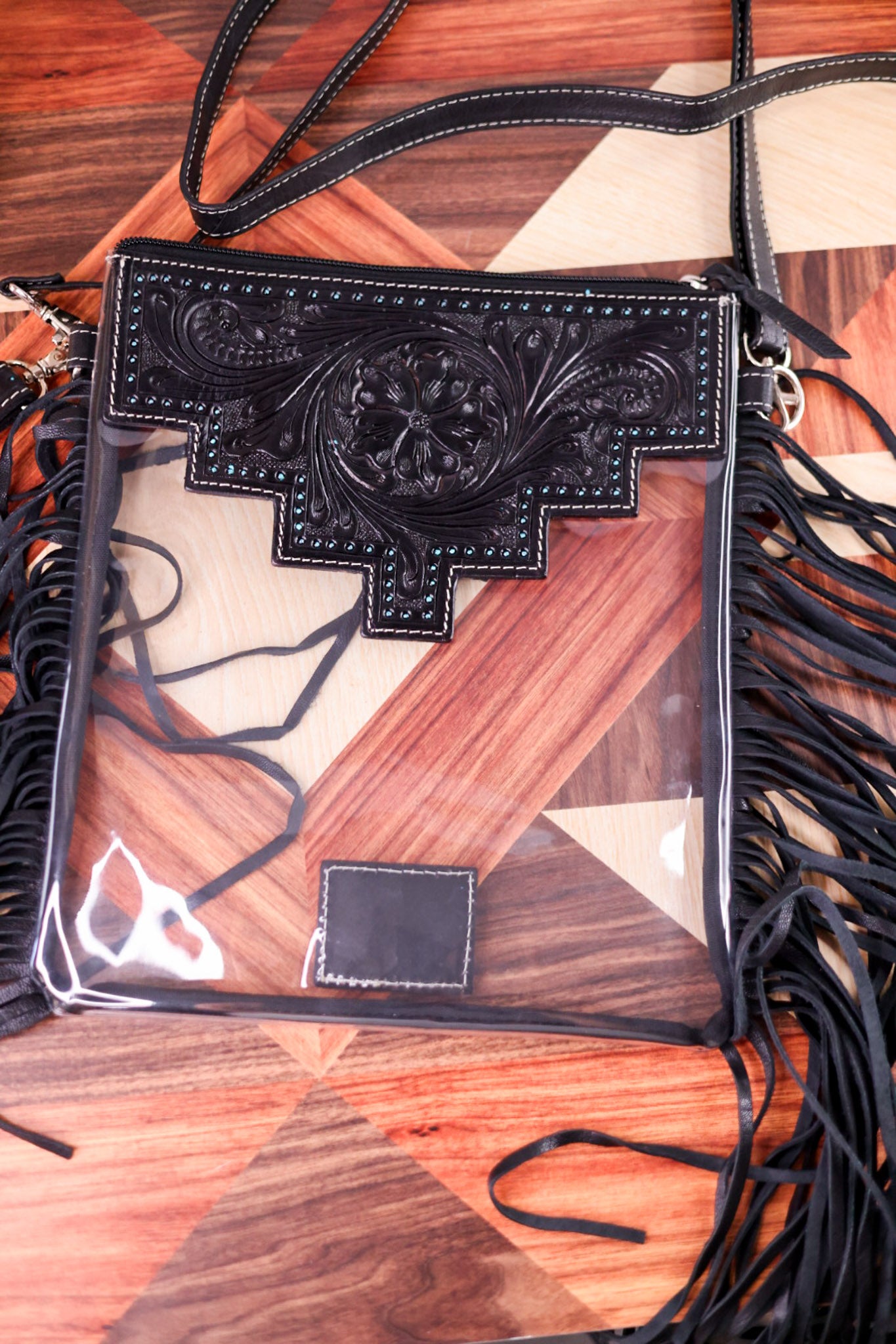 The Shayne Clear Crossbody Bag with Fringe