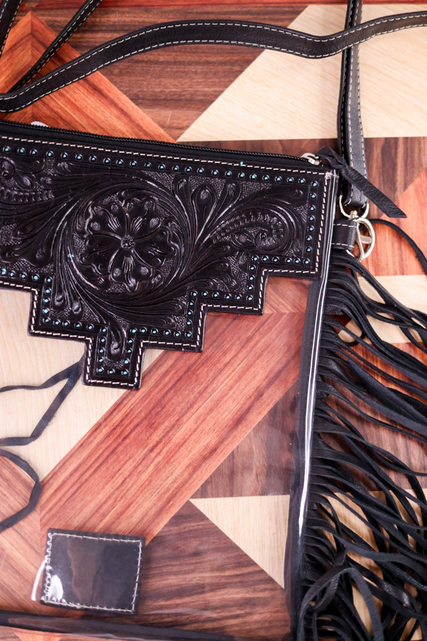 The Shayne Clear Crossbody Bag with Fringe