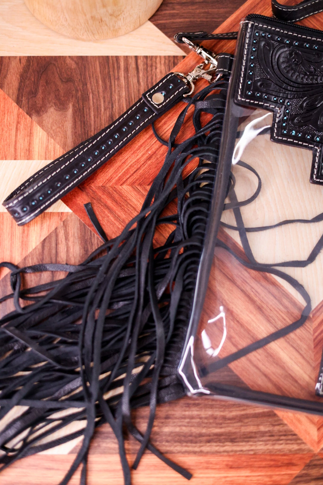 The Shayne Clear Crossbody Bag with Fringe