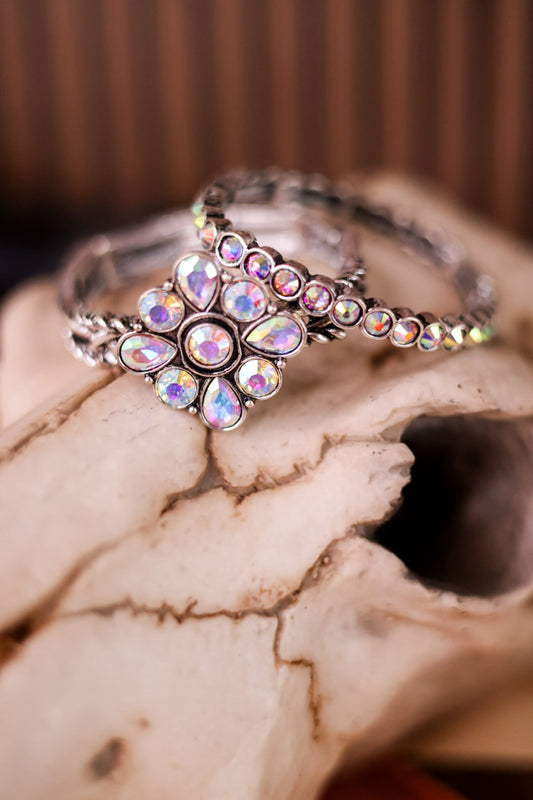 2 Layer Stretch Bracelet with Iridescent Concho