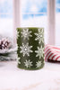 Pine Green Snowflake LED Water Fountain Candle