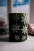 Pine Green Snowflake LED Water Fountain Candle