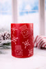 Red Snowman Patterned LED Water Fountain Candle