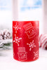 Red Snowman Patterned LED Water Fountain Candle