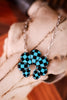 Black and Turquoise Checkered Squash Blossom Necklace
