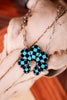 Black and Turquoise Checkered Squash Blossom Necklace