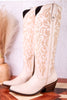 Liberty Black Allie Leather Boots in Bone