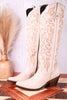Liberty Black Allie Leather Boots in Bone