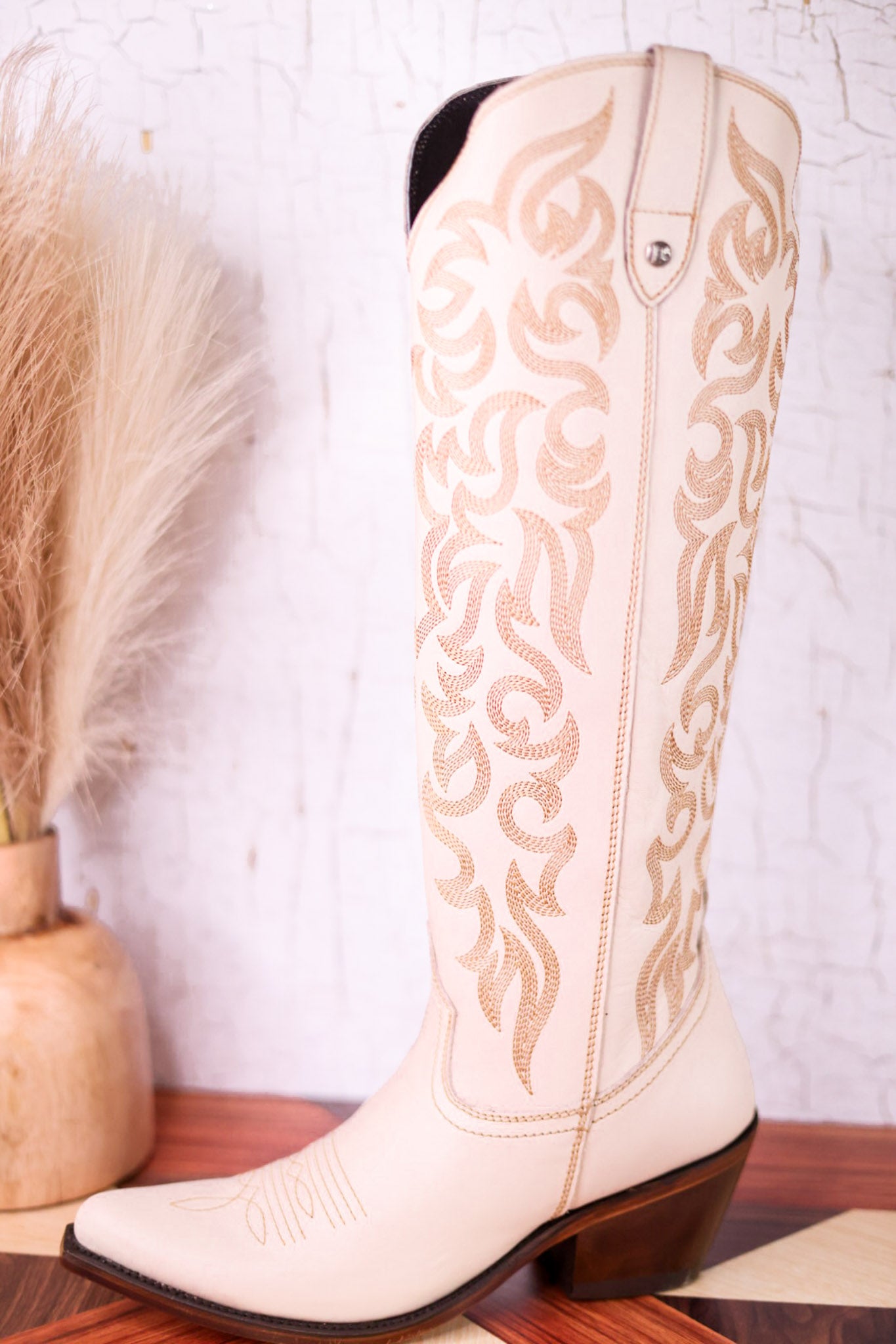 Liberty Black Allie Leather Boots in Bone
