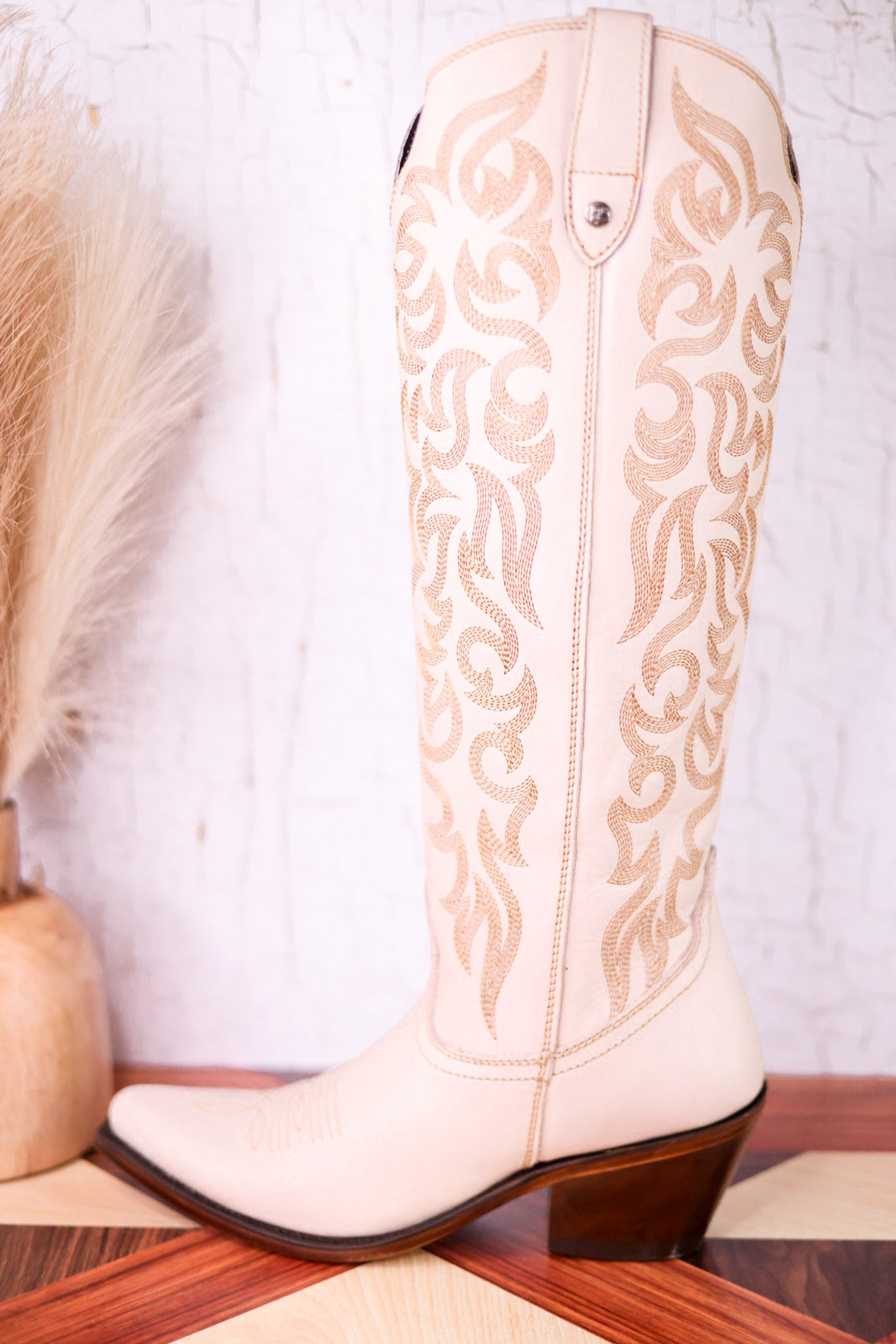 Liberty Black Allie Leather Boots in Bone
