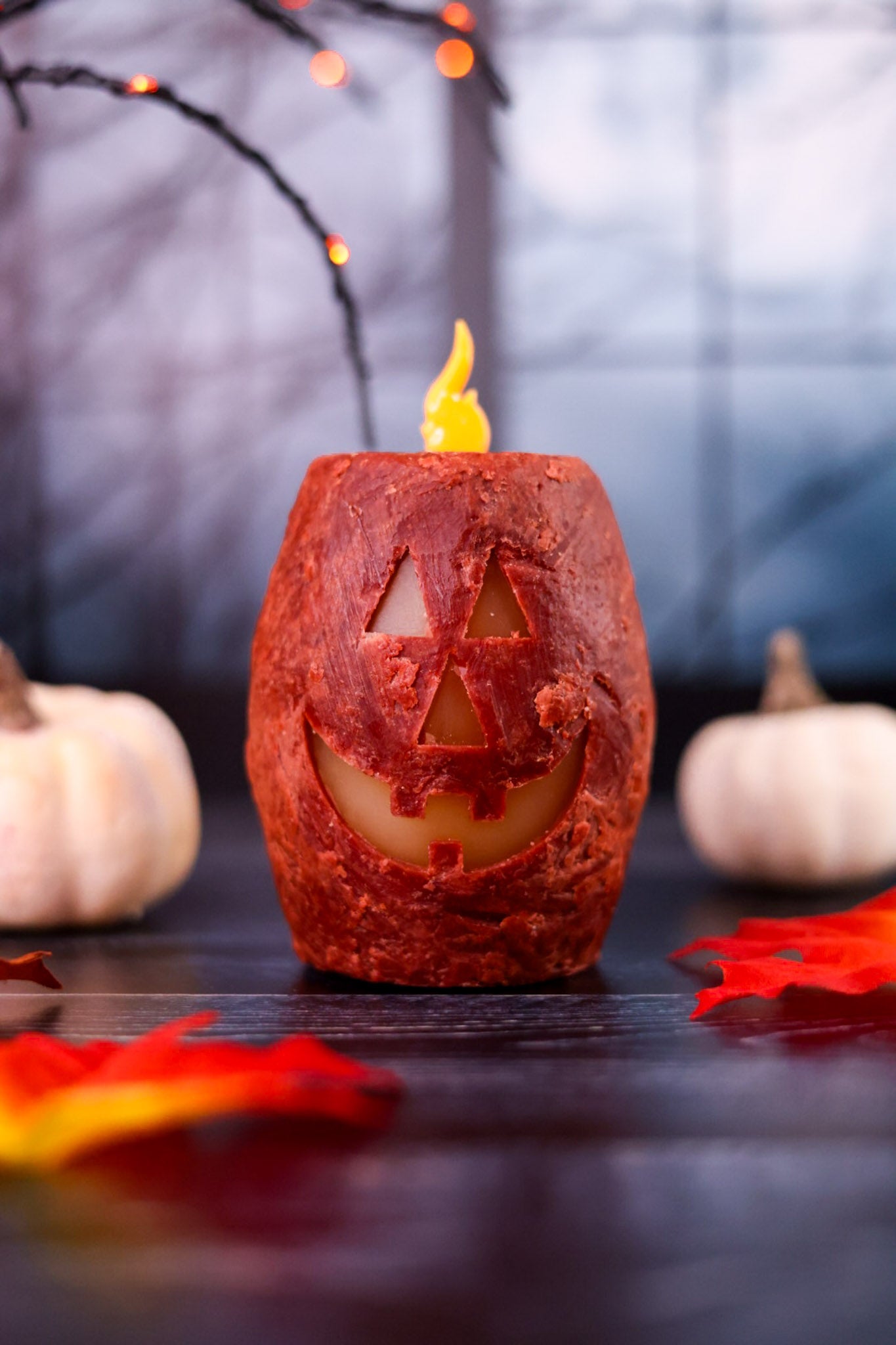 4" Jack O Lantern LED Candle With Flickering Flame