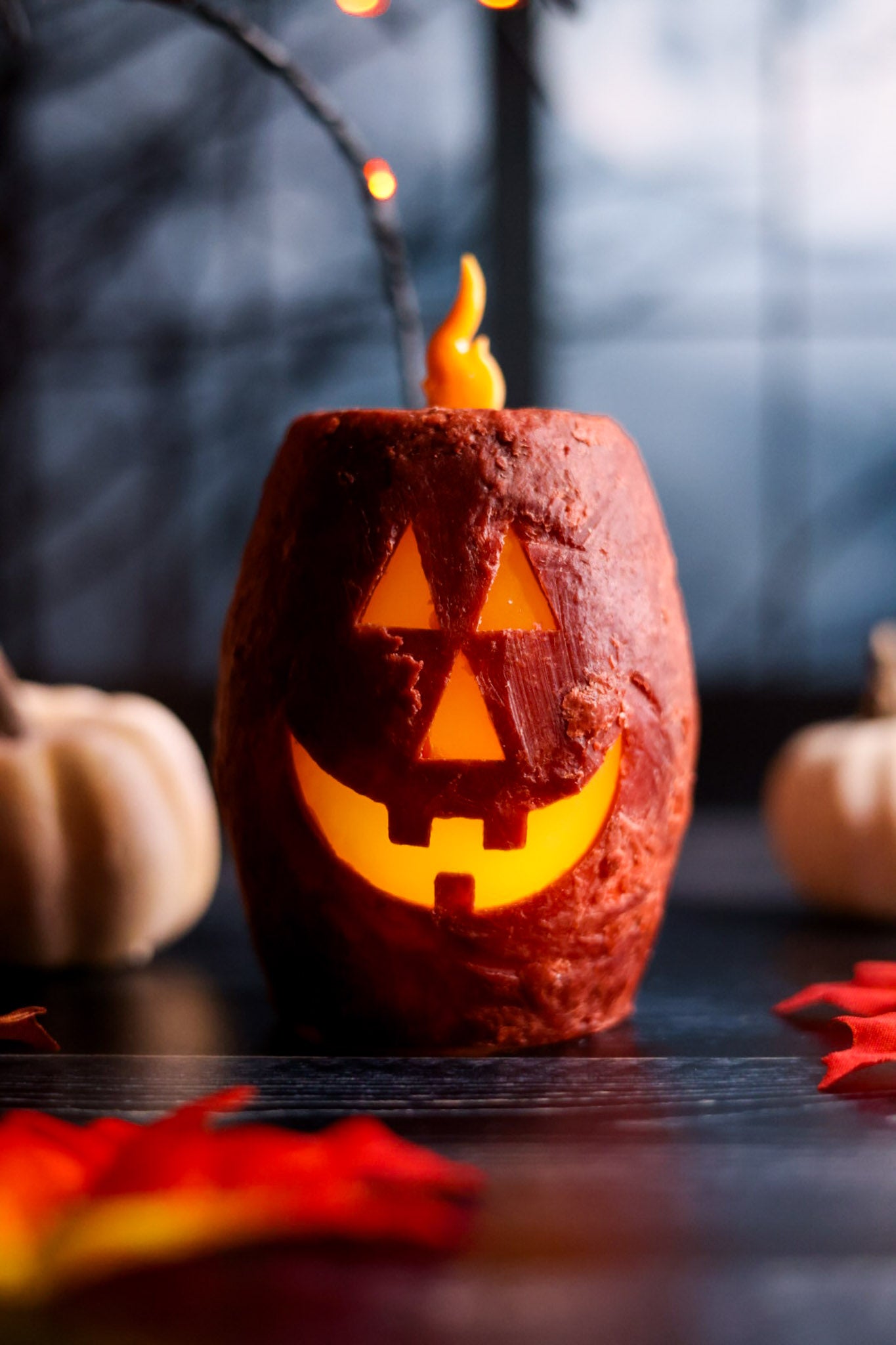 4" Jack O Lantern LED Candle With Flickering Flame