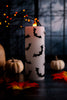 7" Black & White Bat LED Pillar Candle