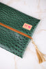 "Arizona" Green Faux Ostrich Makeup Bag
