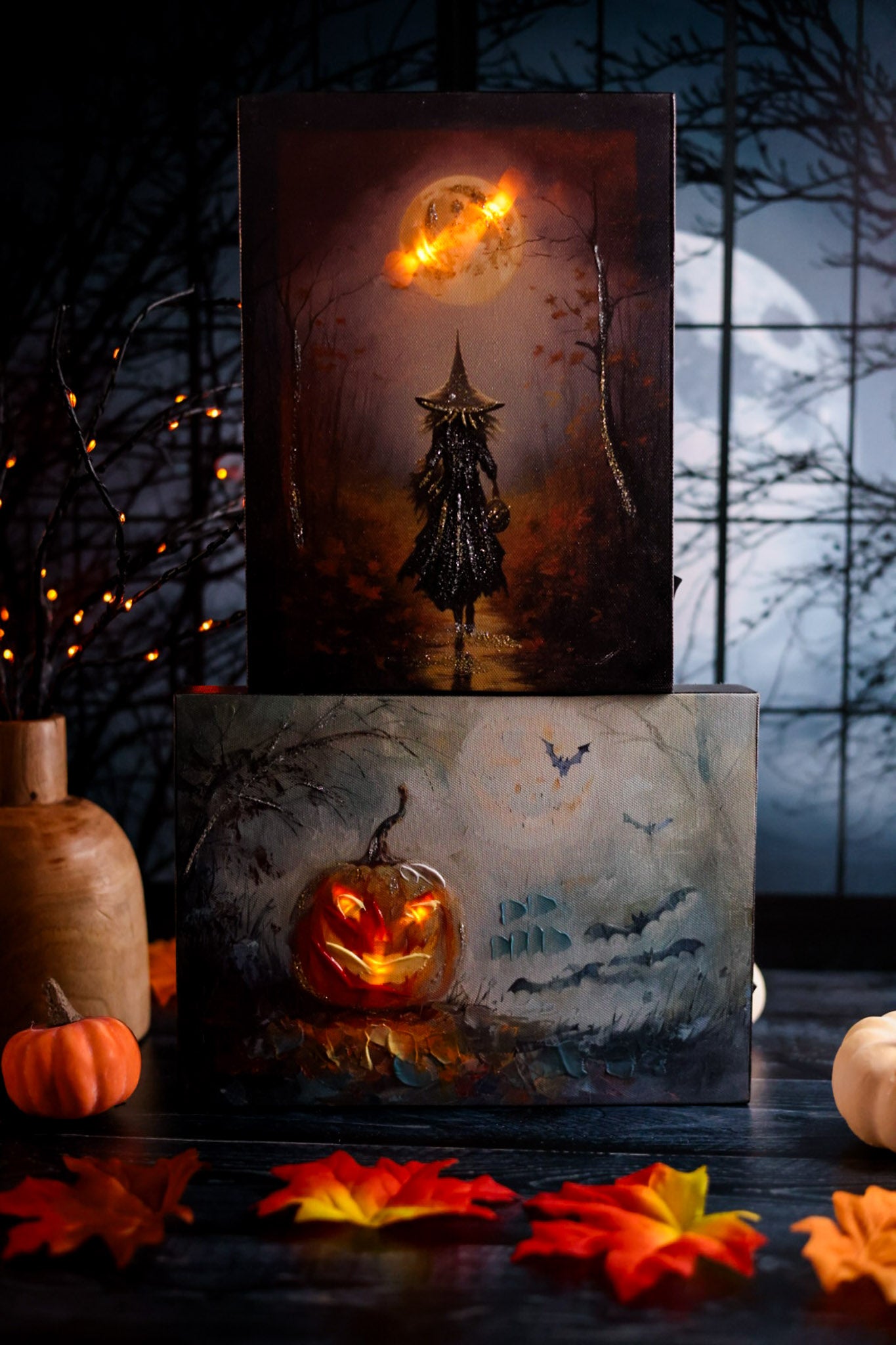 10” LED Haunting Nights Canvas Block (2 Styles)