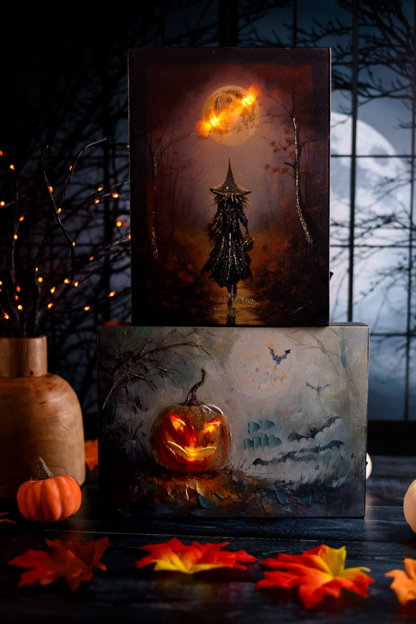 10” LED Haunting Nights Canvas Block (2 Styles)