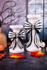 Black & White Striped Bow Resin Candle Holders (2 Sizes)