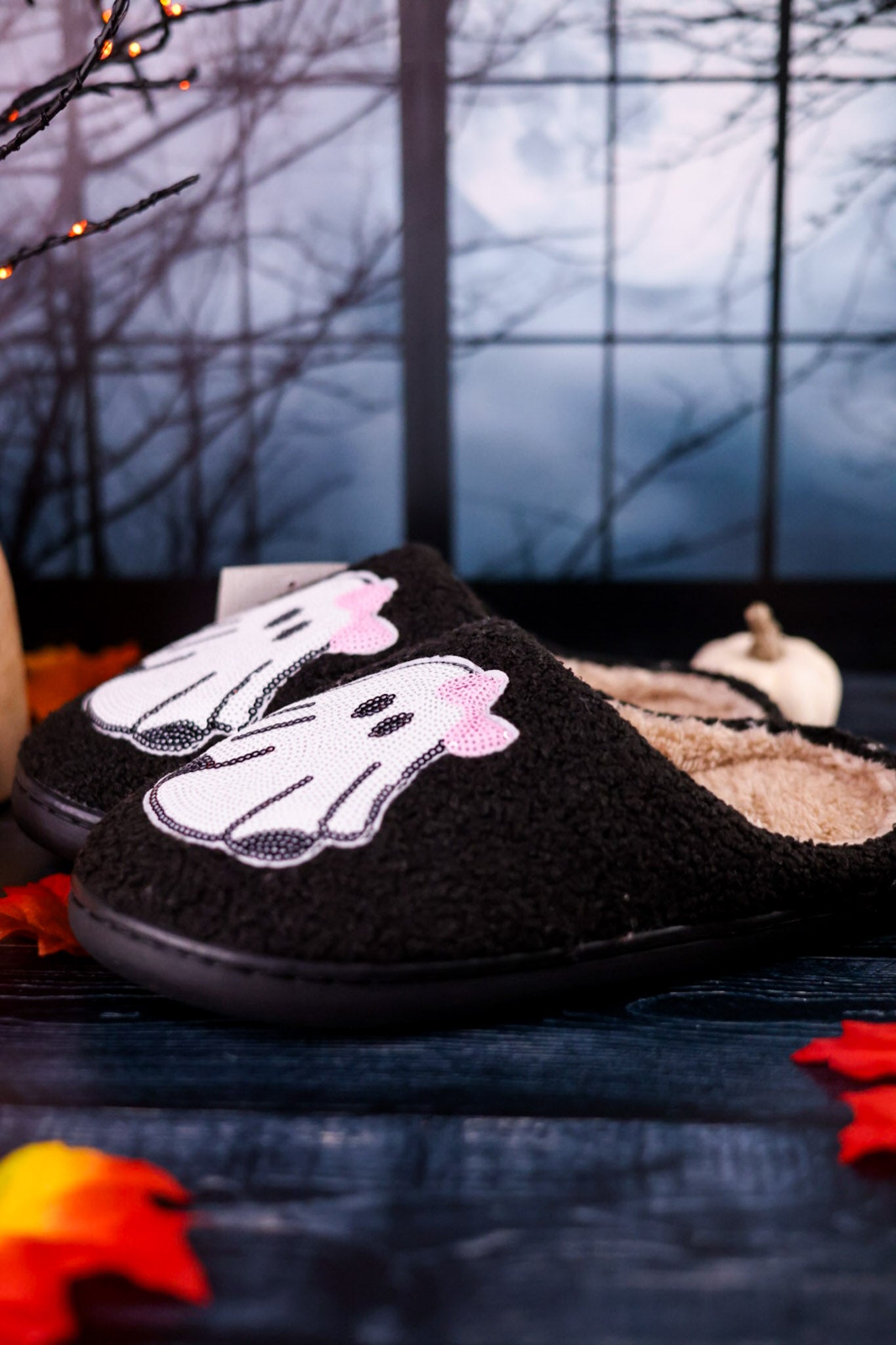 Sequin Ghost Slippers