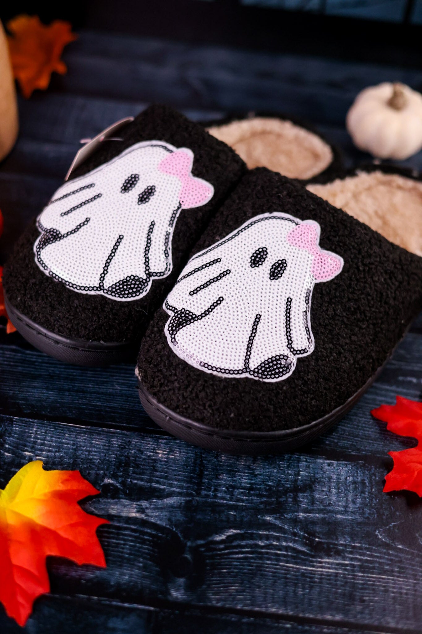 Sequin Ghost Slippers