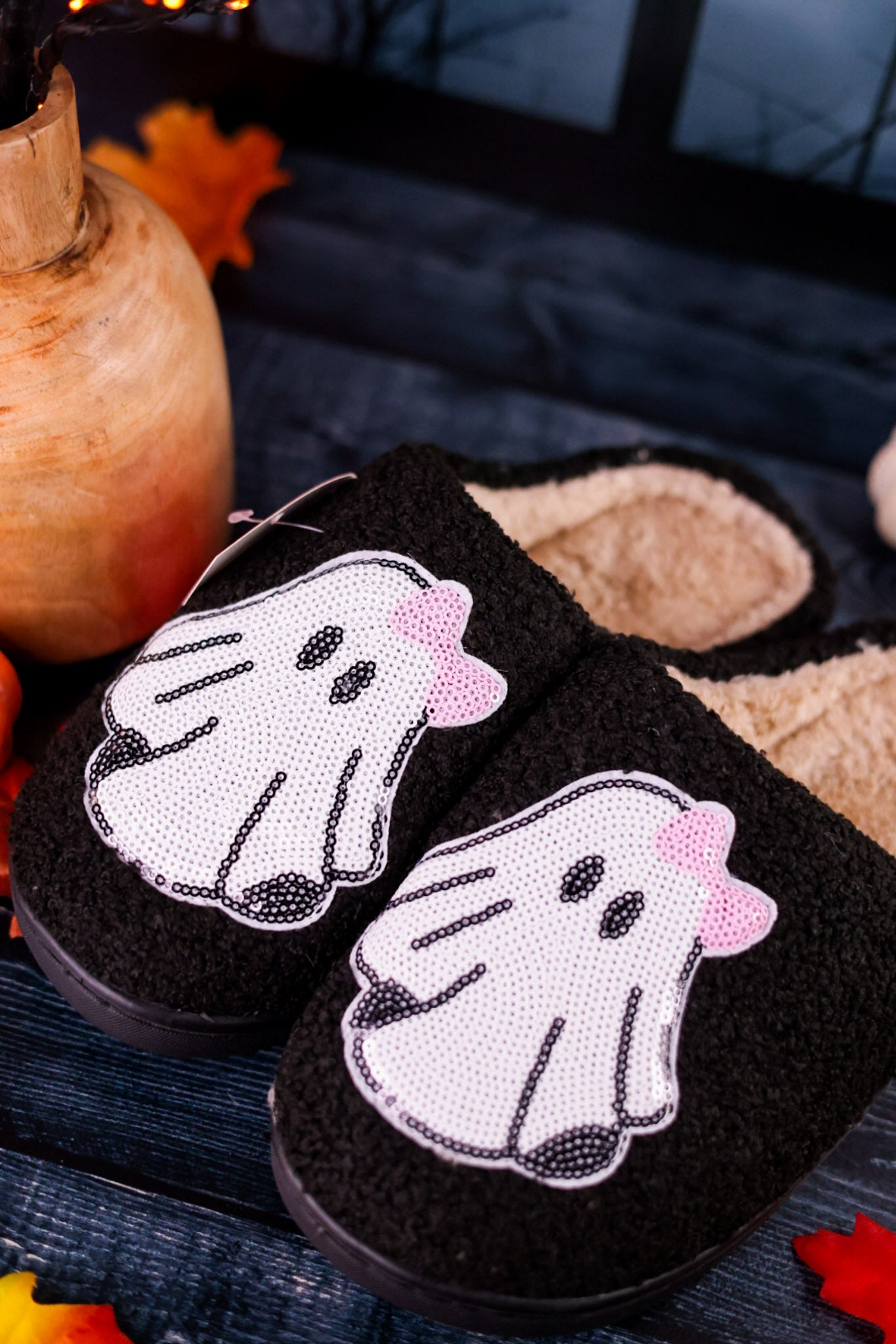 Sequin Ghost Slippers