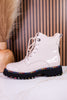 Mistique Off White Patent Leather Boots With Colorful Soles